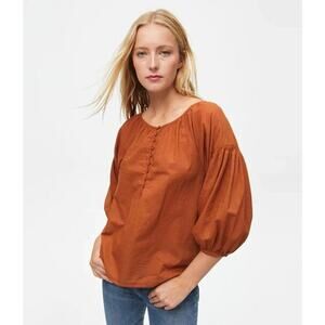 Michael Stars Alexa Balloon Sleeve Blouse - Orange - M